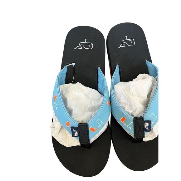 NEW VINEYARD VINES UNIVERSITY OF MIAMI LOGO SANDALS MENS SIZE 9 - Picture 2 of 7